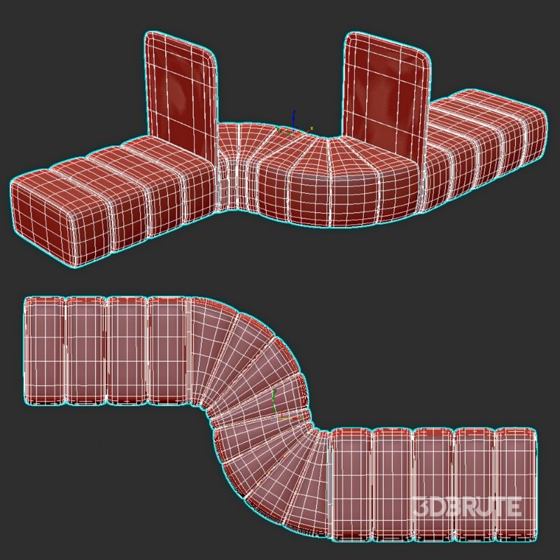 Bla Station Bob Curved Module Pouf with Plexiglass Divider Image 9