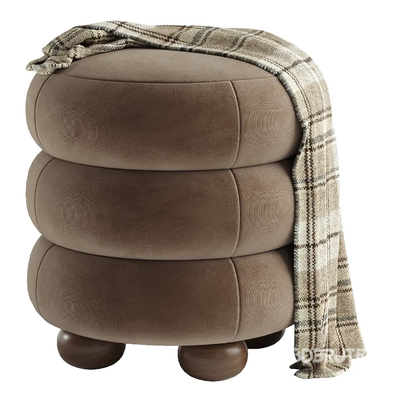 Stefanie Taupe Velvet Ottoman Image 3