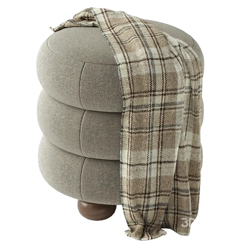 Stefanie Taupe Velvet Ottoman Image 4