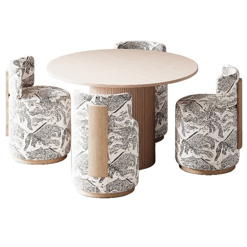 Modern Grand Swivel Dining Chairs and Magnus Round Wood Dining Table Image 1