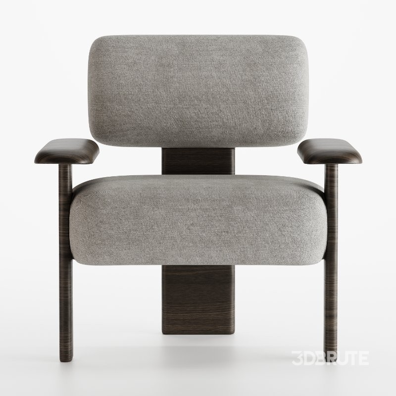 contemporary armchair with wooden legs Image 3