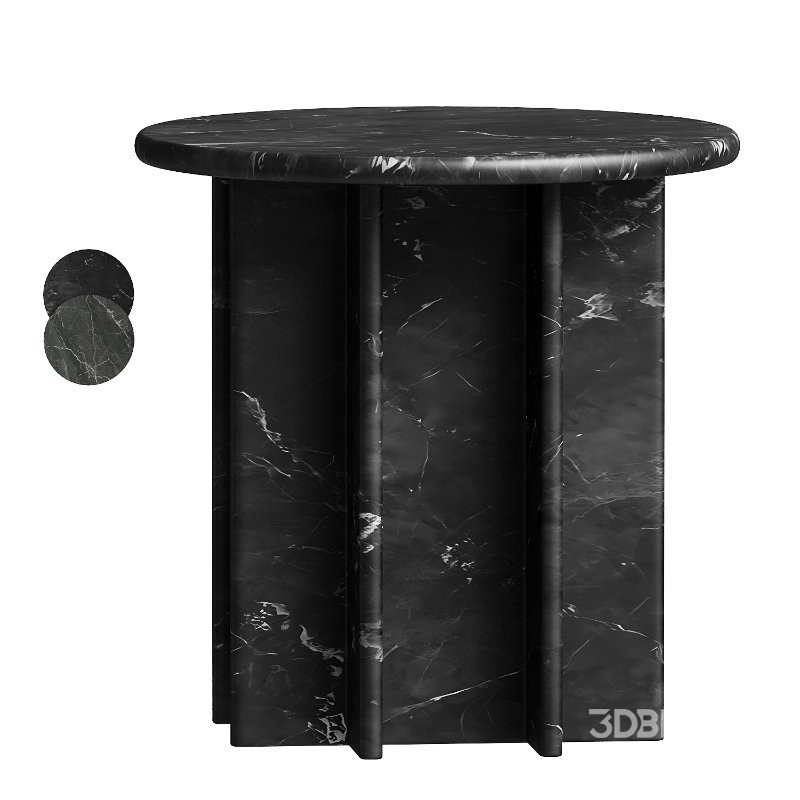 Pasar Round Black Marble Side Table Image 1