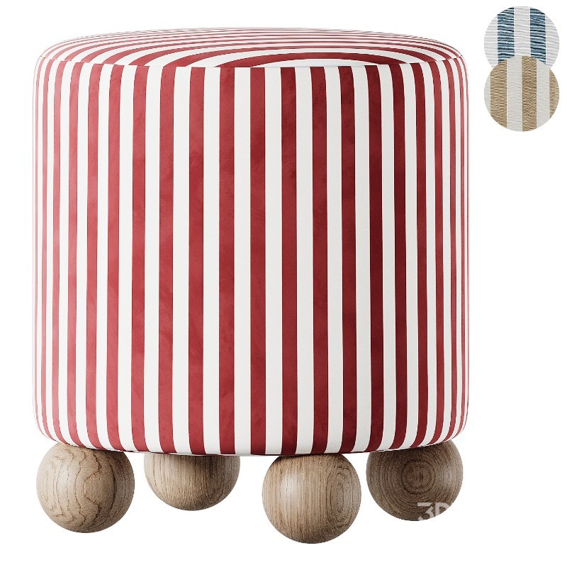 avito Striped pouf with round legs Image 1
