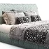 Alix Blue Cotton Linen Fabric Wide Headboard Luxury Bed - Thumbnail 3