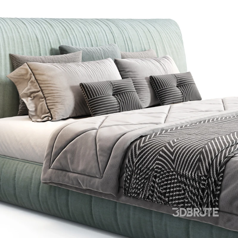 Alix Blue Cotton Linen Fabric Wide Headboard Luxury Bed Image 3