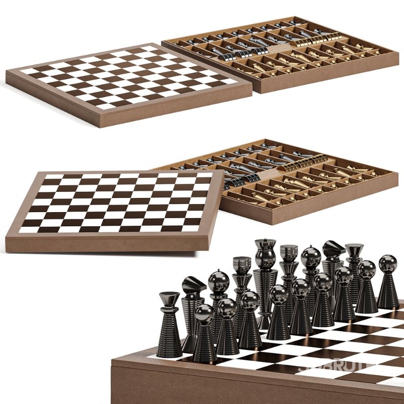 Beige Leather Chessboard Image 4