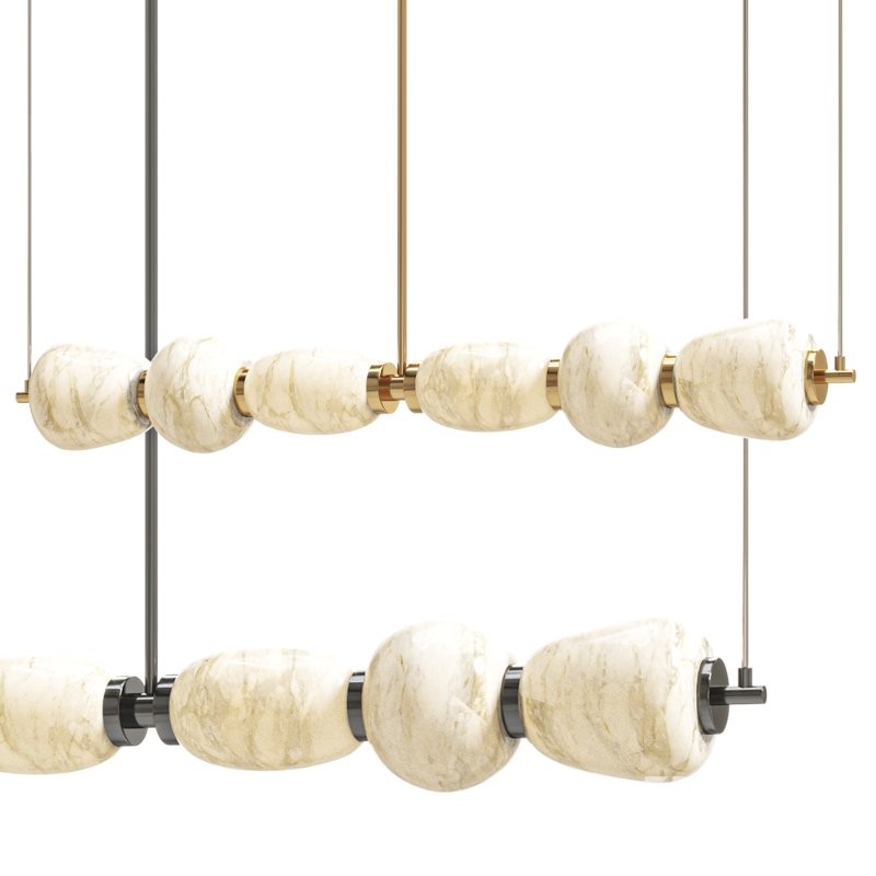 Alabaster Pebble Linear Chandelier Image 3