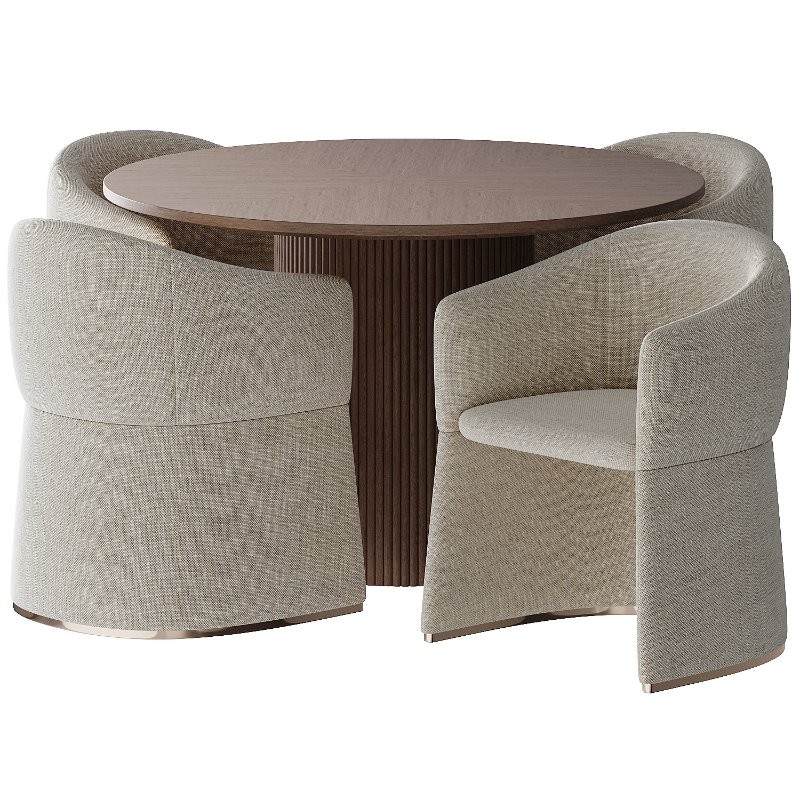 Bosca chair and Magnus Round Wood Dining Table Image 1