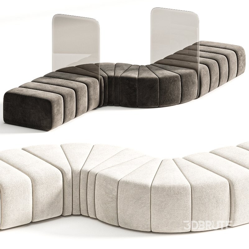 Bla Station Bob Curved Module Pouf with Plexiglass Divider Image 8