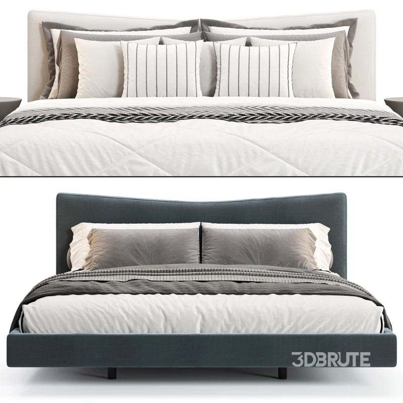 Altresha Gray Linen Fabric Minimalist Floating Bed Image 3