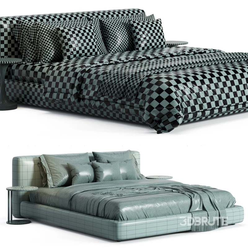 Amabilis Gray Cotton Linen Gray Fabric Contemporary Rectangular Headboard Bed Image 6