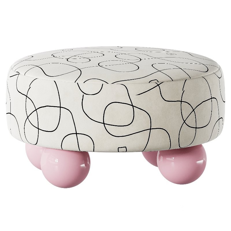 A small ottoman on pink legs Image 2