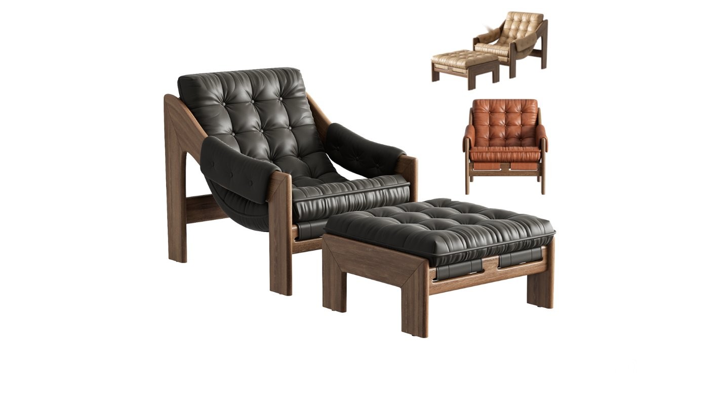 Four Hands Halston Chair with Ottoman Image 4