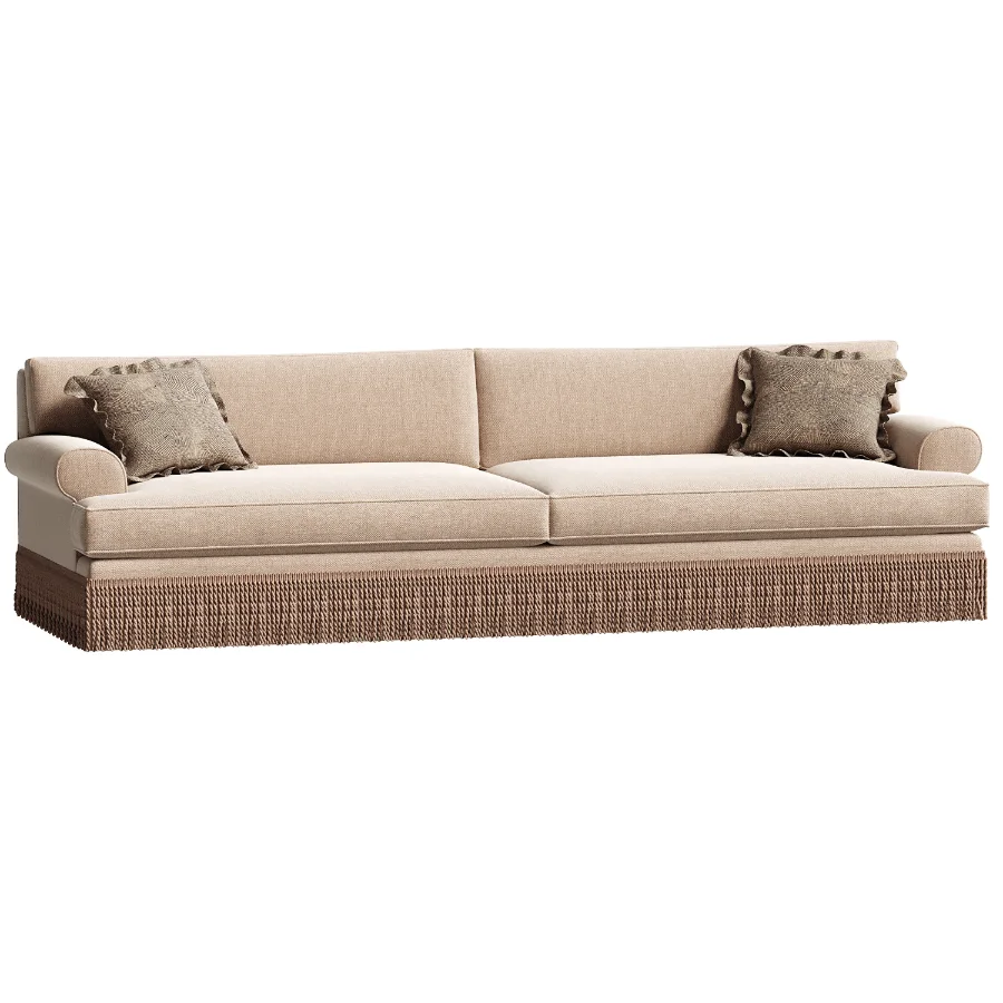Beige Fringed Sofa Madison Image 1