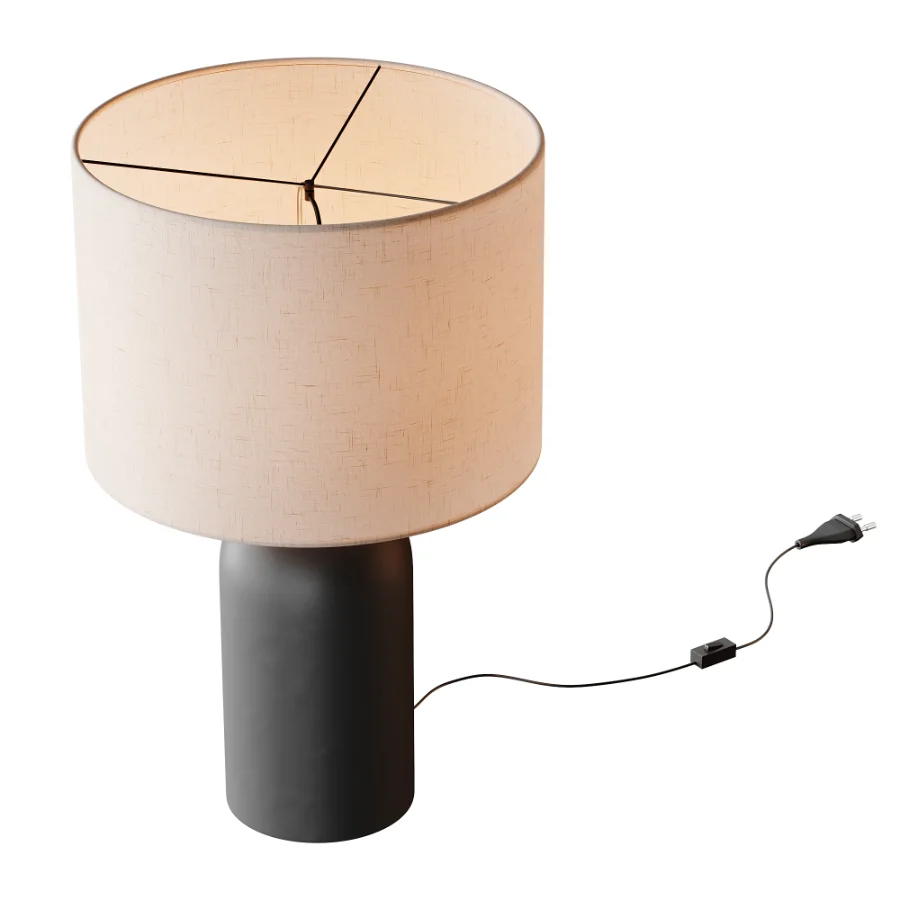 Emna Concrete and Linen Table Lamp Image 2