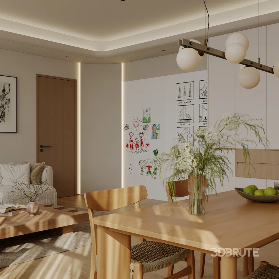 Modern living and dining room bedroom Image 4