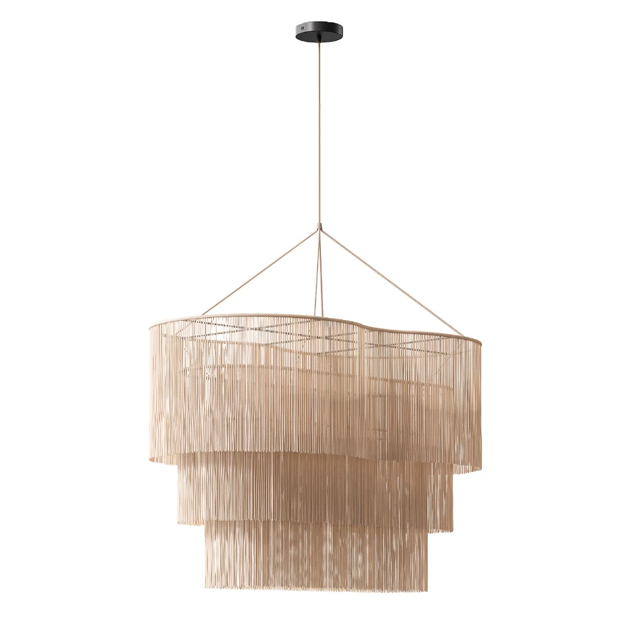 Merida 3-Level Mexican Handmade Tassel Chandelier Image 3