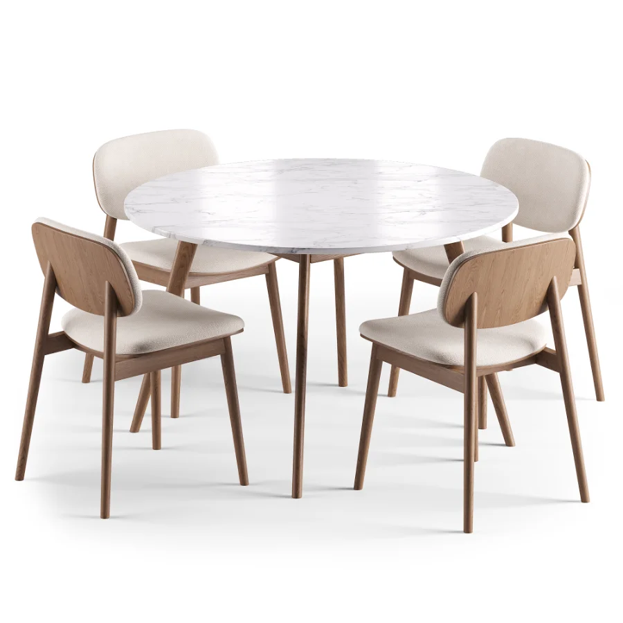 Lando Leather Dining Chair and Oia White Marble Dining Table Image 4