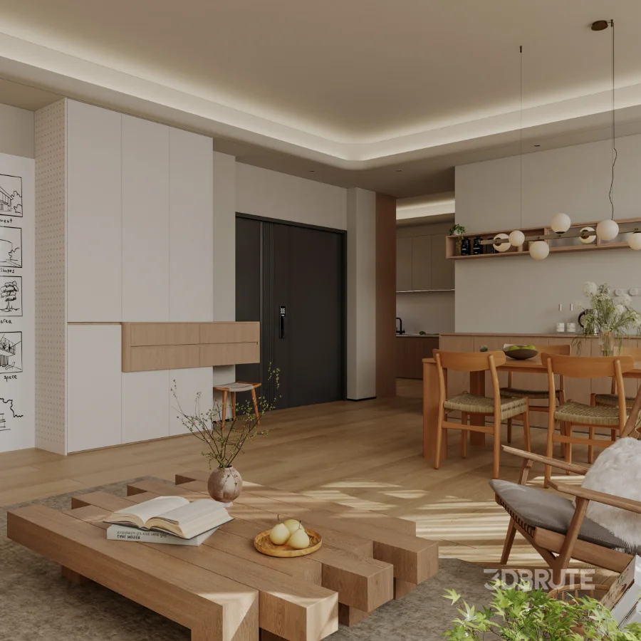 Modern living and dining room bedroom Image 2