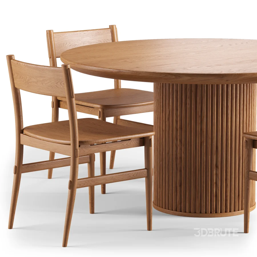 Merritt Oak Dining Chair and Davison Round Dining Table Image 4