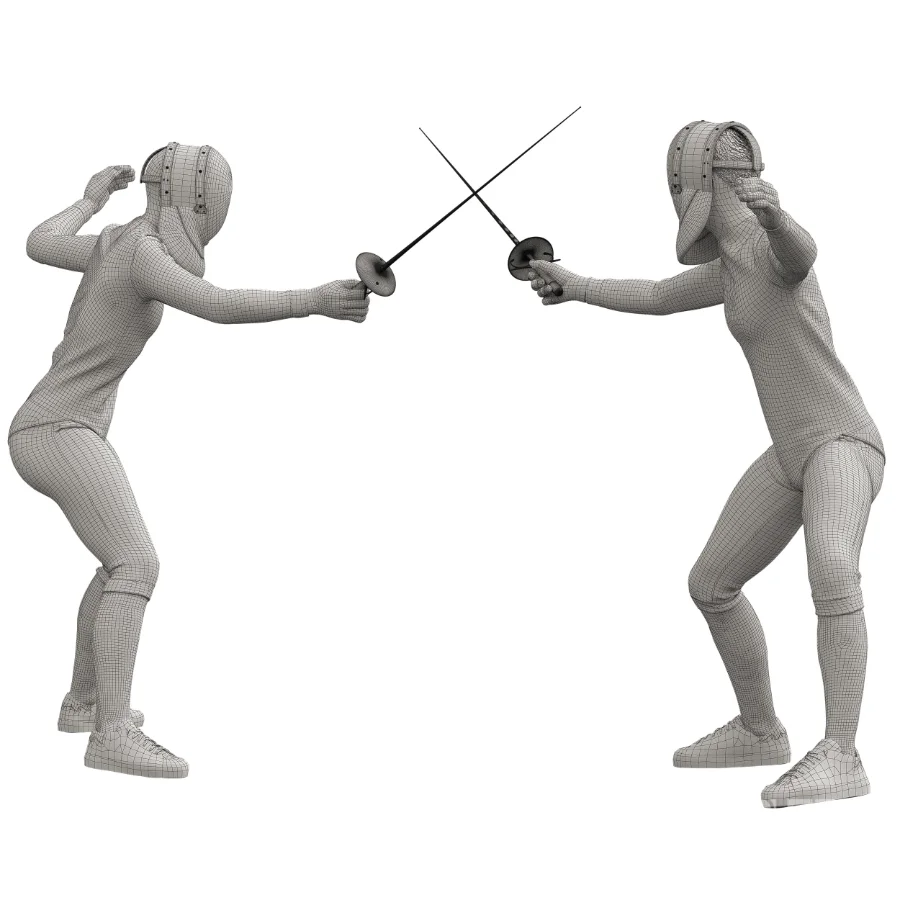 Fencing man in 2 poses Image 2