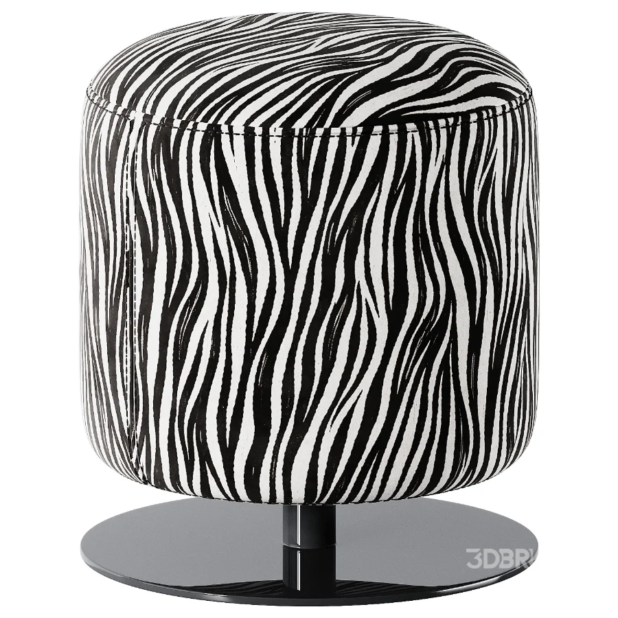 Olun Zebra Black Pouf Image 1