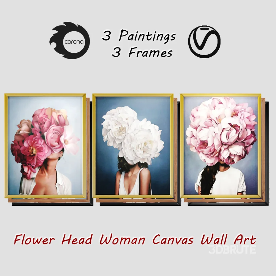 D145 27 Art Frames Flower Head And Feather Head Image 9