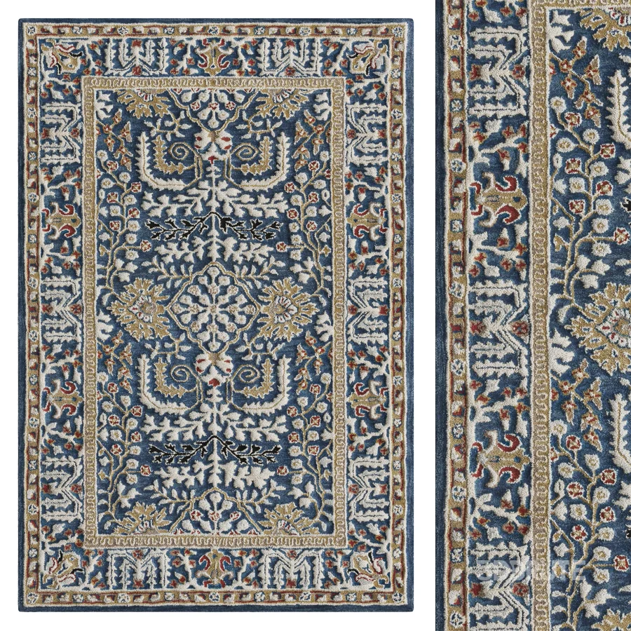 Antiquity Hand Tufted Dark Blue Area Rug Image 1