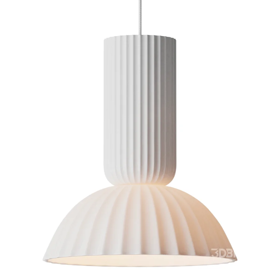 Jeanne Fluted White Porcelain Dome Pendant Light Image 2