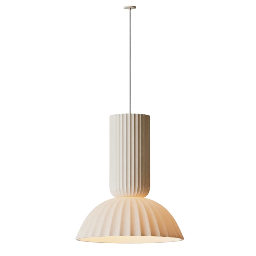 Jeanne Fluted White Porcelain Dome Pendant Light Image 5