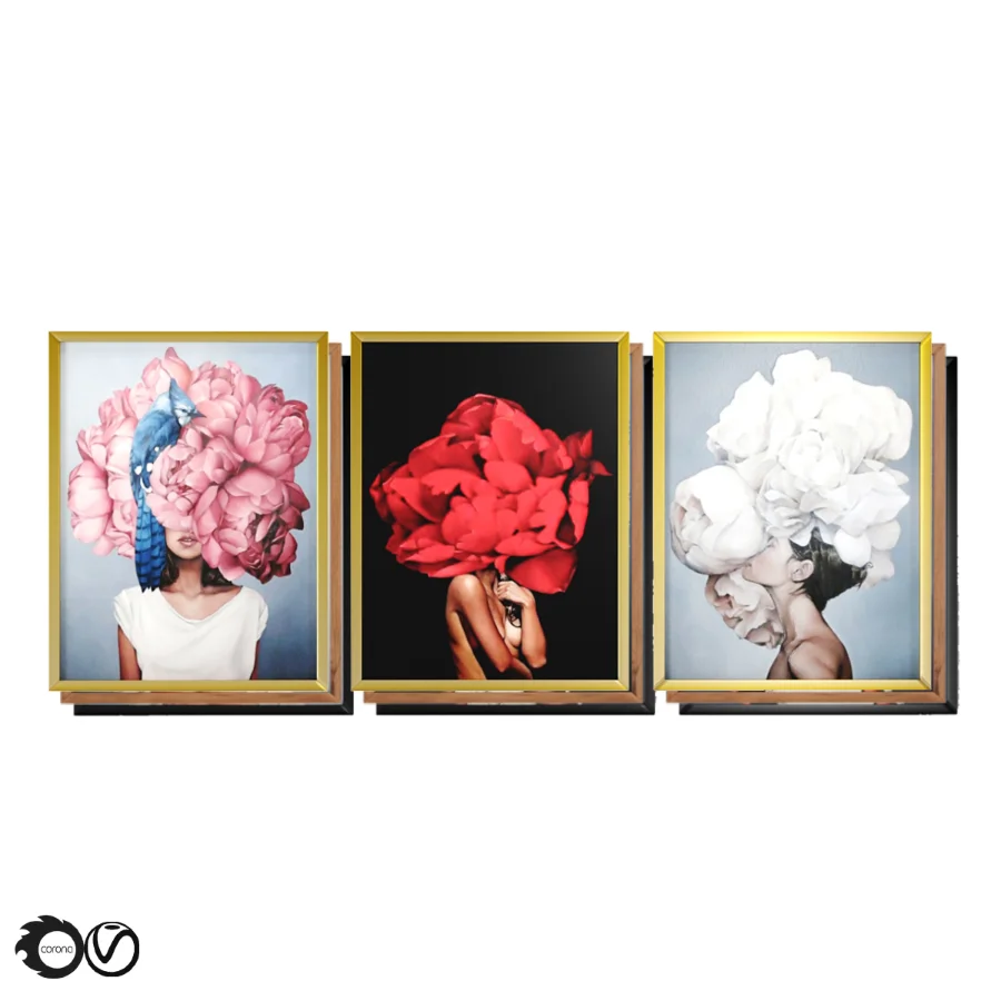 D145 27 Art Frames Flower Head And Feather Head Image 1