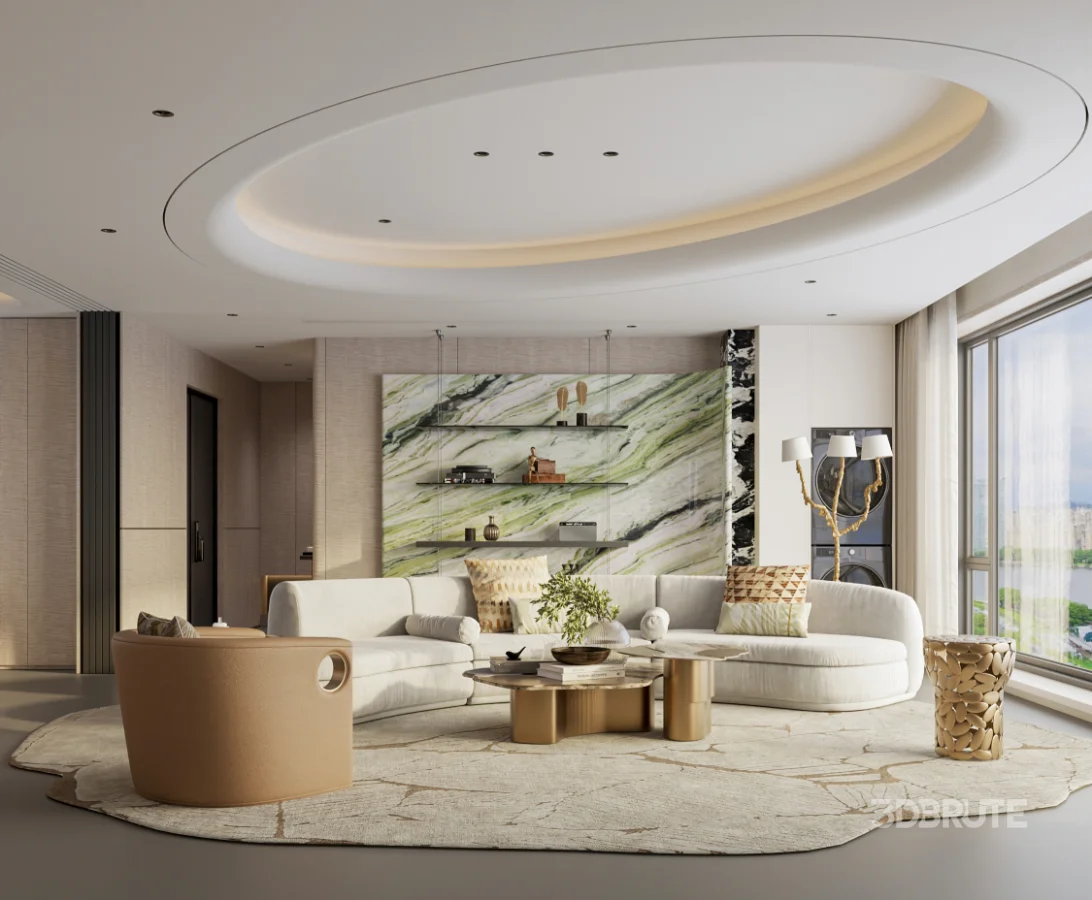 Luxury living room and dining room Image 1