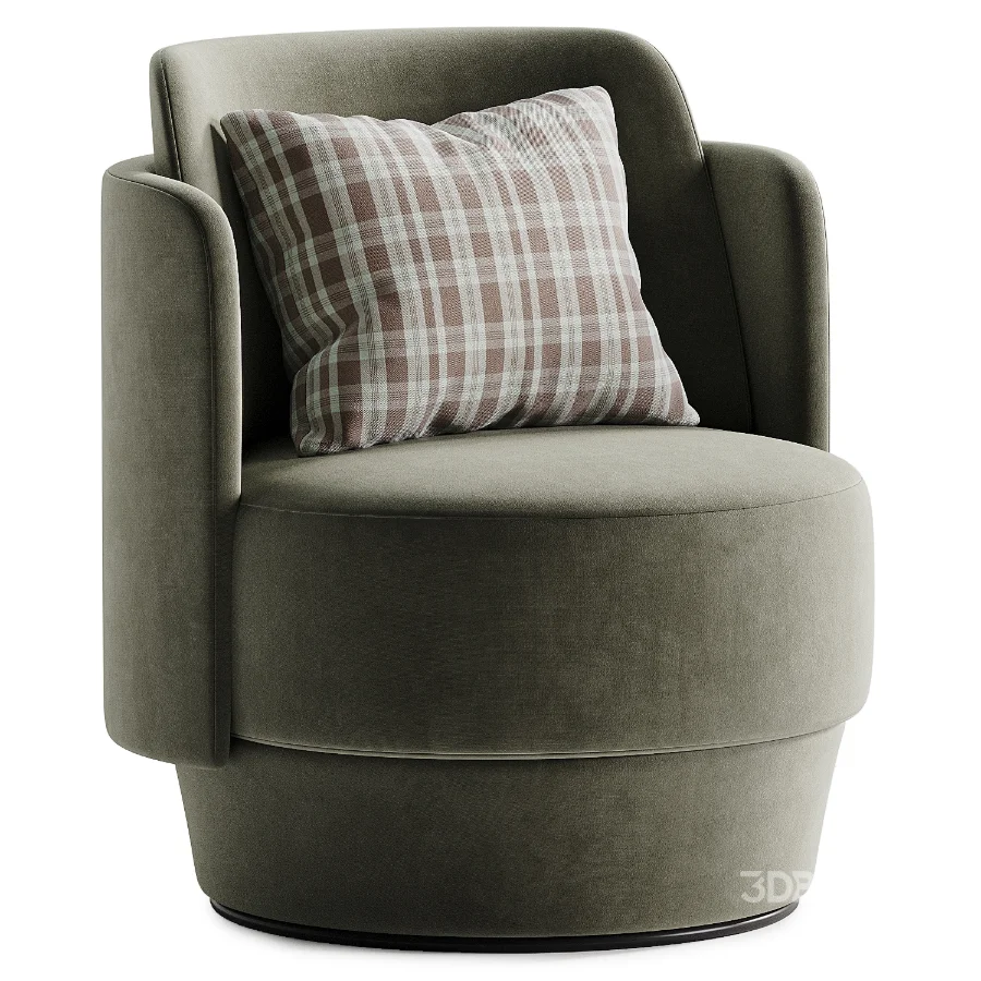 Baltimore beige ribbed velour swivel chair Image 2