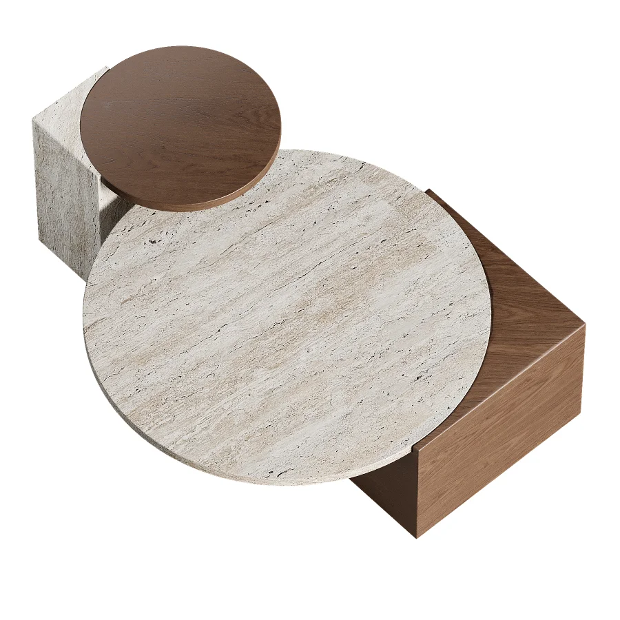 Oraine Travertine Coffee Table Set Image 4
