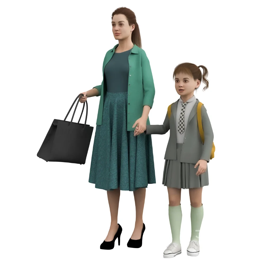 School Girl and Mother Image 1