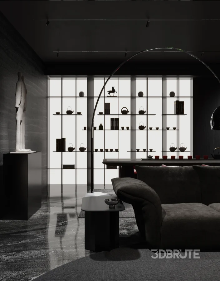 Modern villa living room and dining room interior Image 3