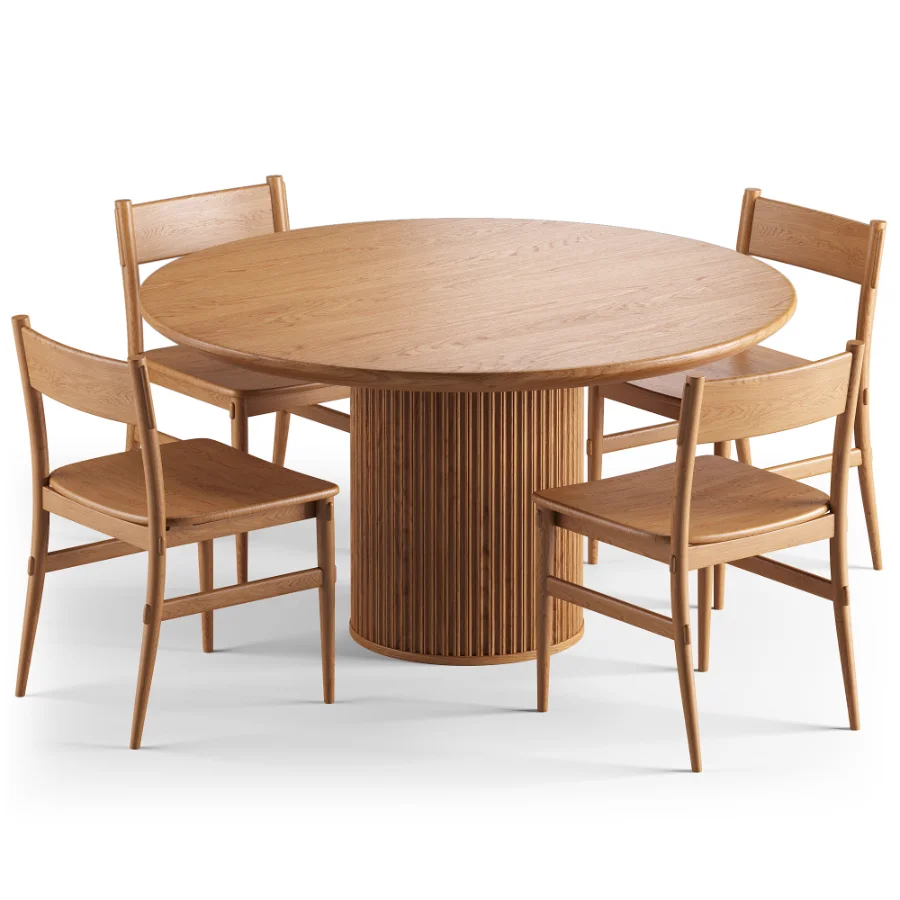 Merritt Oak Dining Chair and Davison Round Dining Table Image 5