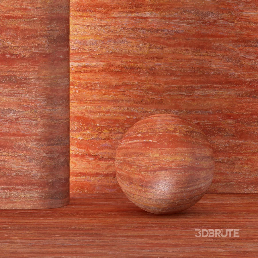 Red Travertine Vein Cut Material Image 2