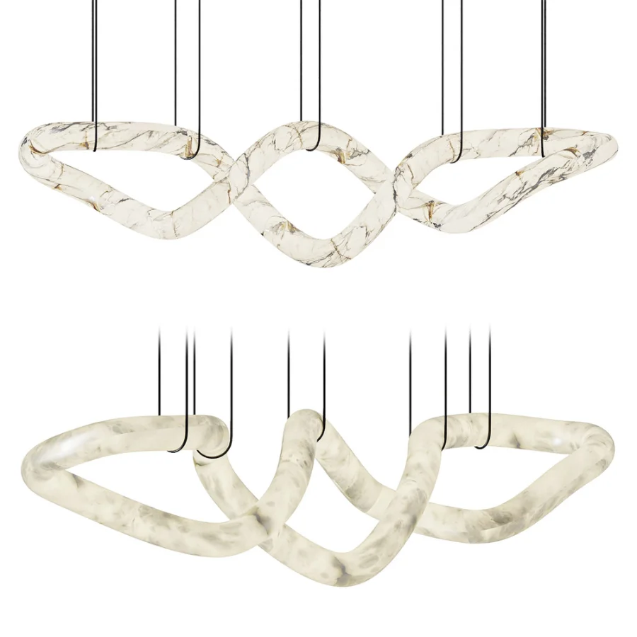 Designer Symmetrical Alabaster Pendant Chandelier Image 1