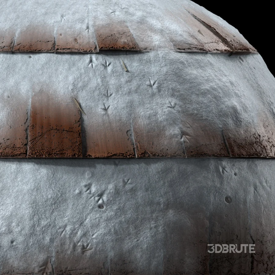 D265 wood Roofing by Snow – Sbsar Seamless PBR 4k Image 2