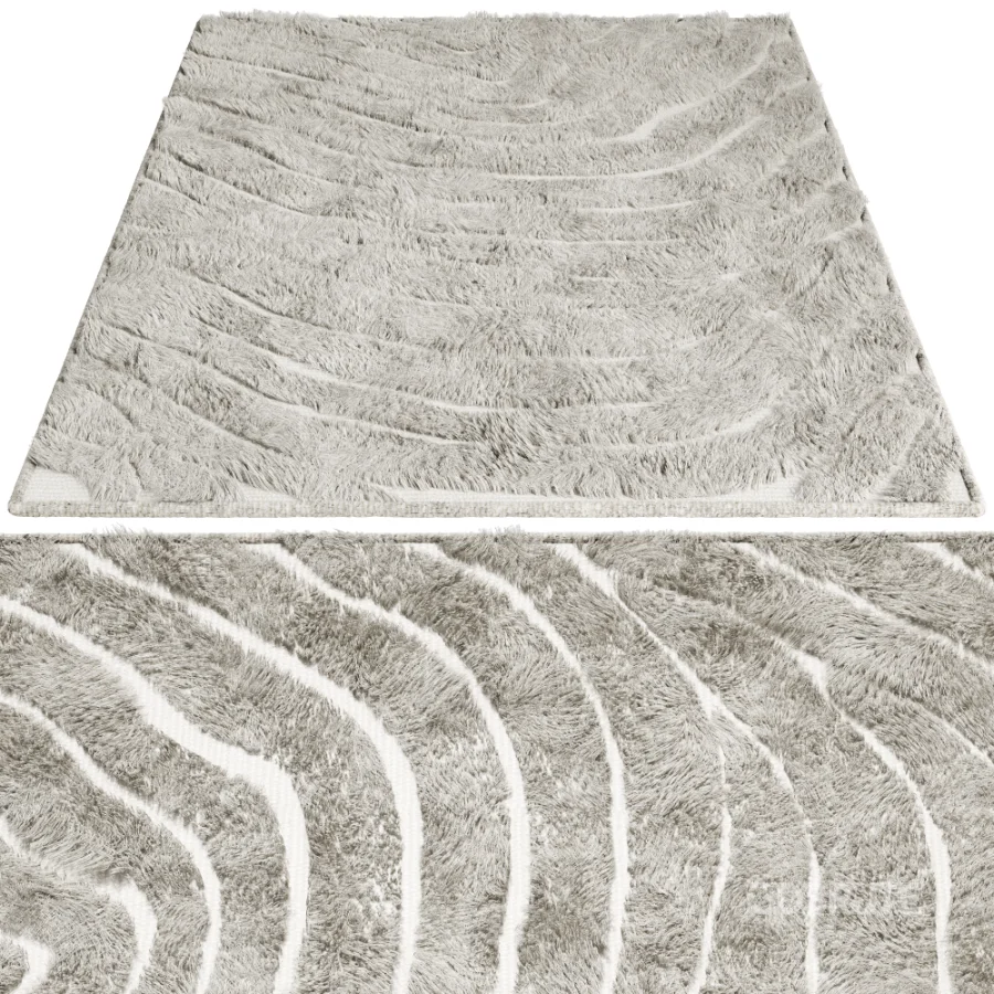 Modern Abstract Wool Wave Rug Image 2