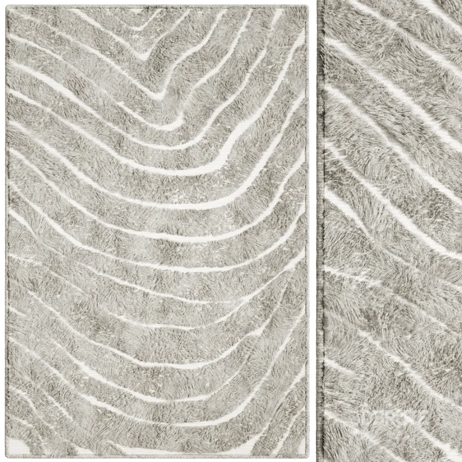 Modern Abstract Wool Wave Rug Image 1