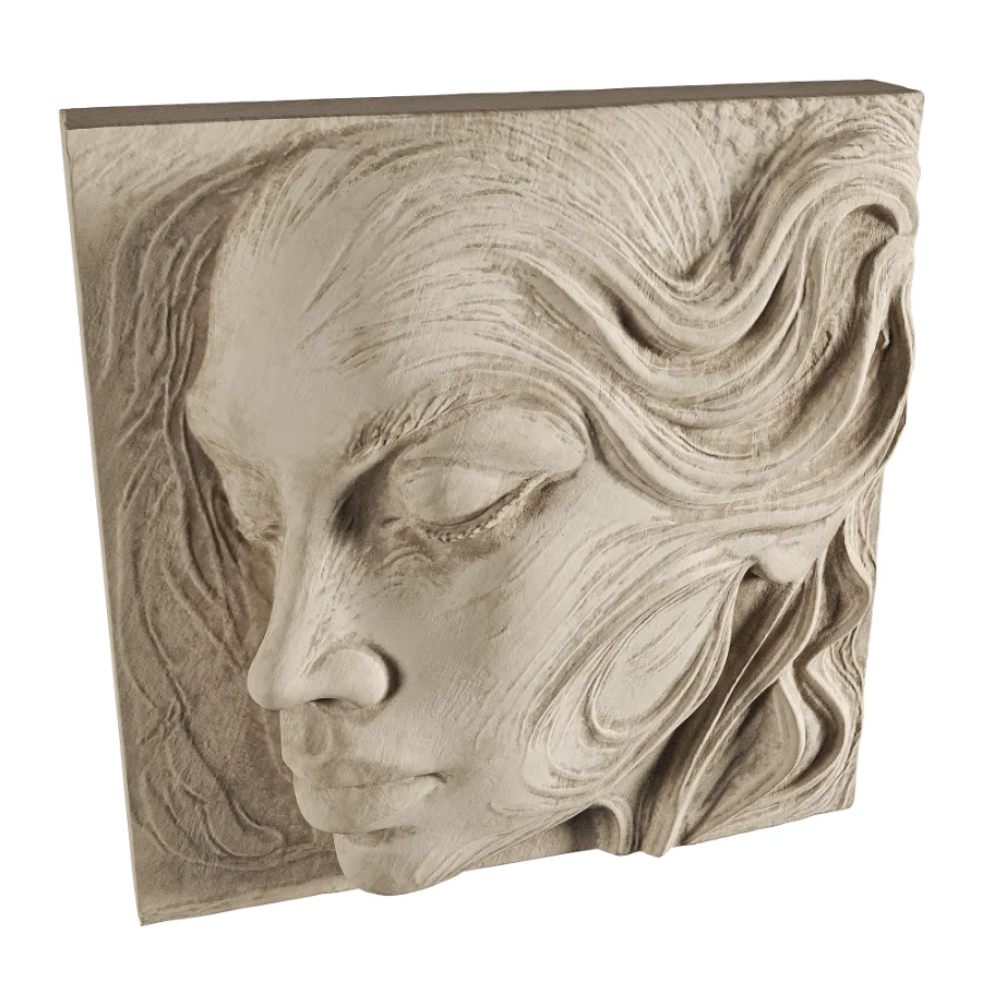 Artistic Female Portrait Relief Wall Art Image 2