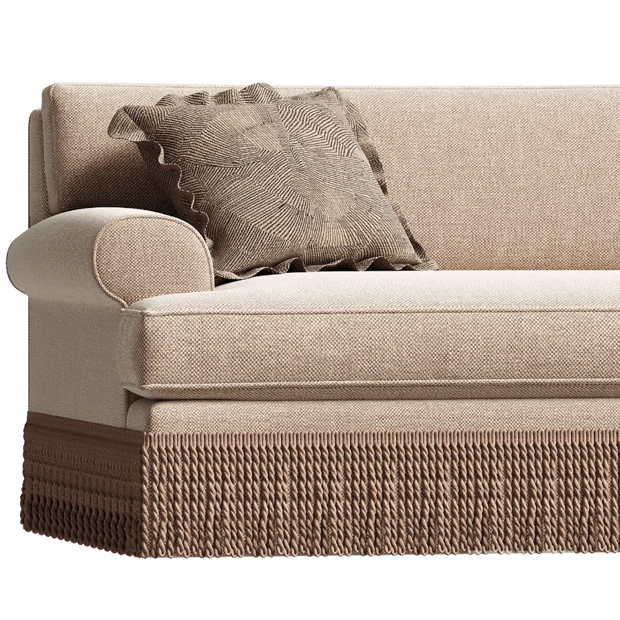 Beige Fringed Sofa Madison Image 3