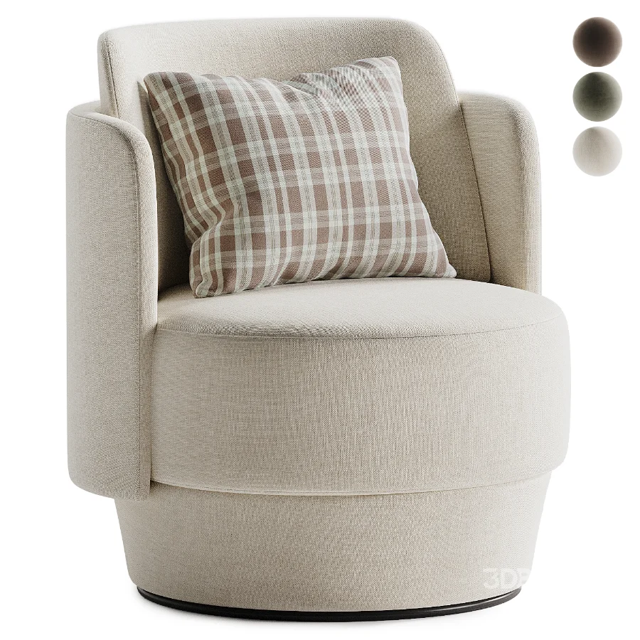 Baltimore beige ribbed velour swivel chair Image 1