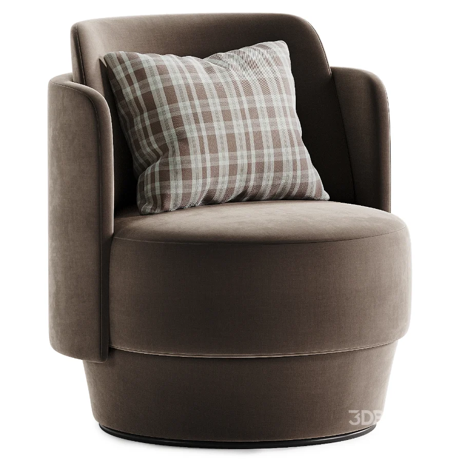 Baltimore beige ribbed velour swivel chair Image 3