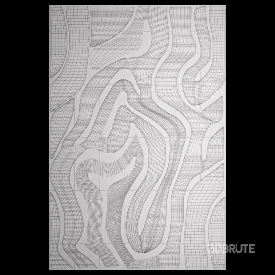 Modern Abstract Wool Wave Rug 033 Image 6