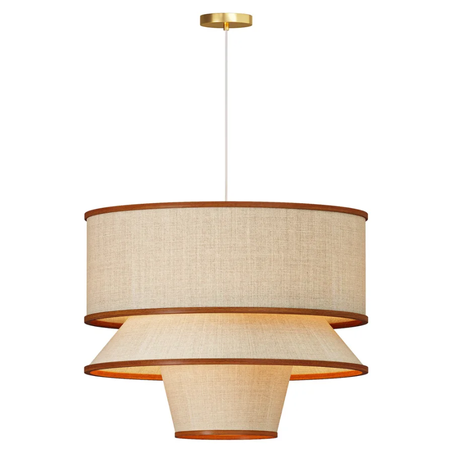 Bruna Walnut Wood and Linen Pendant Light Image 2
