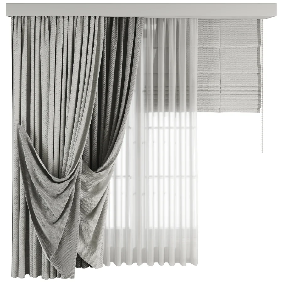 Silk and Cotton Curtain Set 101 Image 1
