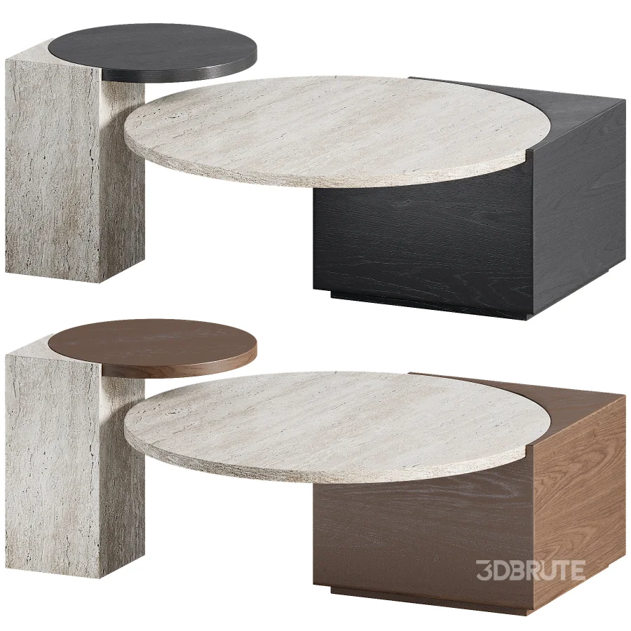 Oraine Travertine Coffee Table Set Image 5